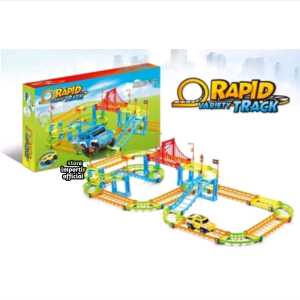 Mainan Mobil Rapid Track 1608 Isi 95 Pcs - Track Racing SUV Mainan Lintasan Mobil Rapid Electric Track Car Rakitan Dan Bisa Dibongkar Pasang  Mobil Menggunakan Baterai  Mobil-mobilan City Track Car
