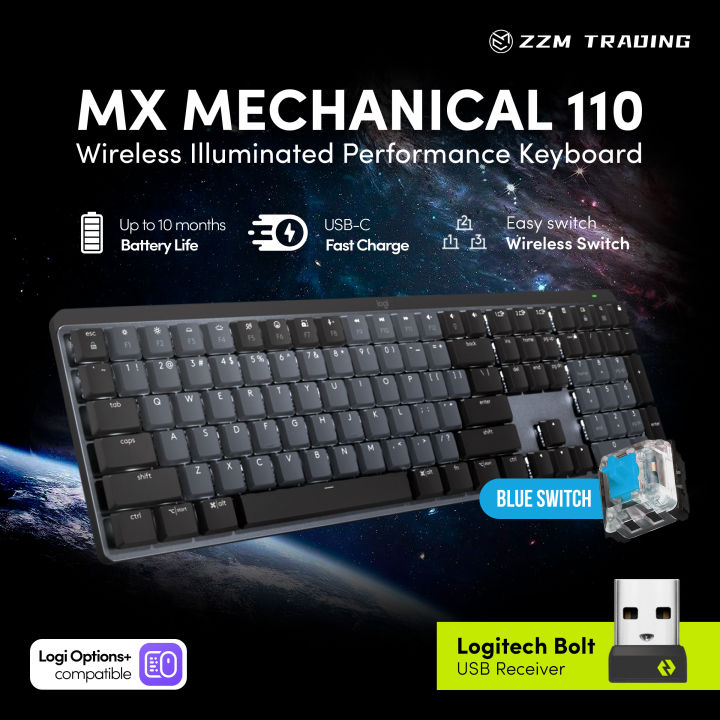 Logitech MX Mechanical 110 Bluetooth/Logi Bolt Wireless Backlit ...