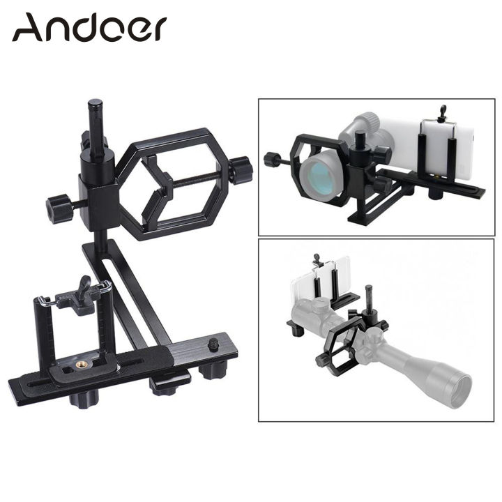 Andoer Universal Metal Telescope Phone Digital Camera Mount Adapter Bracket Smartphone Holder Clip for Monocular Spotting Scope Microscope Telephoto Lens for iPhone 7Plus/ 7/ 6s/ 6Plus