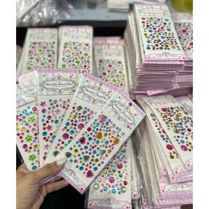 [HỎA TỐC HCM] Sticker viên đá hạt đá 3D hình trái tim lấp lánh thẻ đá trang trí hoa kẽm nhung handmade ANGIHOME