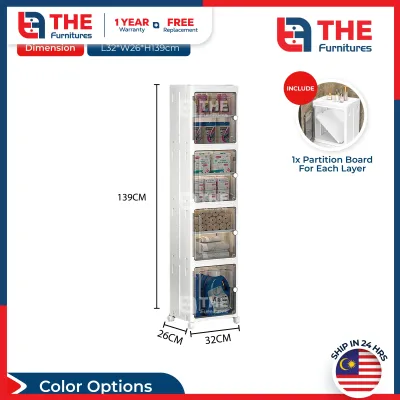 THE L22/32cm (3-5 layers) Narrow Slim Storage Rack Foldable Bathroom Cabinet Organizer With Rollers