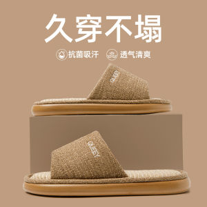 MenS Linen Slippers For Indoor Use Silent Non-Slip Breathable Odor-Resistant Suitable For All Seasons Cotton-Linen Fabric WomenS Non-Slip Universal For All Seasons
