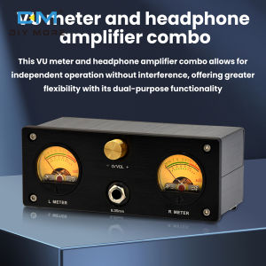 Diymore Xz-U6Pro VU Meter + Headphone Amp Combo DC 5V Desktop Headphone Amplifier Linear Headphone Amplifier Headphone Amp VU Meter 6.35mm/3.5mm Jack
