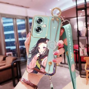 YBD สายข้อมือดีไซน์ใหม่ เคสโทรศัพท์สายรัดยึดสำหรับ OPPO A79 5G เคสป้องกันกล้องแม่นยำเคสป้องกันลายสาวสวยเคสโทรศัพท์เคสมือถือ