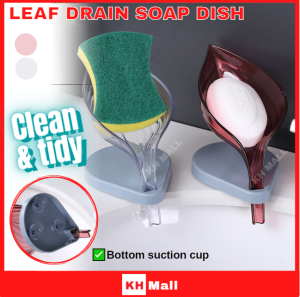 Self Draining Soap Box/Creative Leaf-Shaped Soap Holder Bathroom Sink Holder Rack Suction Cup Base/Bekas Sabun Sink