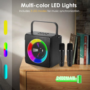 Karaoke Machine For Adults And Kids Portable Bluetooth Speaker PA System With 2 Wireless Karaoke Microphone - LED Party Lights - Birthday Gift Home Party Meeting Supports USB AUX In（White）