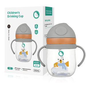 Dr.isla BY03 Water bottle straw for kids With safety buckle BPA Free Baby Water Bottle Drinking Bottle Sippy Cup Strap Cup Feeding Bottle Kids handleGravity Ball Straw Handle & Strap Bottle Portable handle straw feeding bottle
