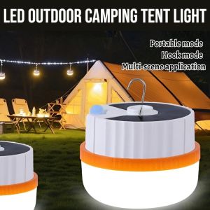 LED Solar Telescopic Light Outdoor Camping Tent Light USB Rechargeable Portable Emergency Camping Lantern Waterproof Hanging Lamp Tent Lamp With Hook