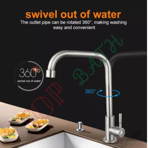🔝Top Bath 304 Stainless Kitchen Faucet Single Cold Water Mixer Faucet 360 Degree Rotation Single Handle Singe Tap Kitchen Faucet 304 Stainless Steel Premium Qality Kitchen Faucet Complete Kitchen Faucet 304 Stainless Steel Kitchen Faucet Set 🔝.