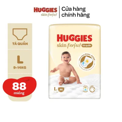 Tã quần Huggies Skin Perfect Mega Jumbo M98/L88/XL72+4/XXL64+4 miếng với 2 vùng thấm giảm kích ứng da
