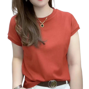 Solid color loose fit shortsleeved Tshirt for women