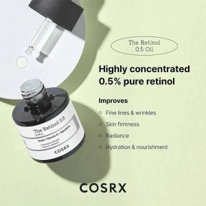 COSRX 0.5% Pure Retinol Oil Serum 20ml With Vitamin E & Squalane Wrinkle Reduction Skin Firming Complexion Brightening Pore Refining Texture Smoothing Anti-Aging Maintenance