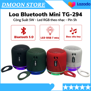 Loa Bluetooth Mini TG-294 Led RGB Chạy Theo Nhạc Công suất 5W Hỗ Trợ Thẻ Nhớ TF USB AUX Chống Nước Pin 4hÂm Bass Căng