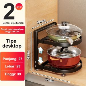 Kaman Rak Pot Rak Panci Susun Rak Bawah Wastafel Rak Dapur Stainless Steel (3/4/5 Tingkat)