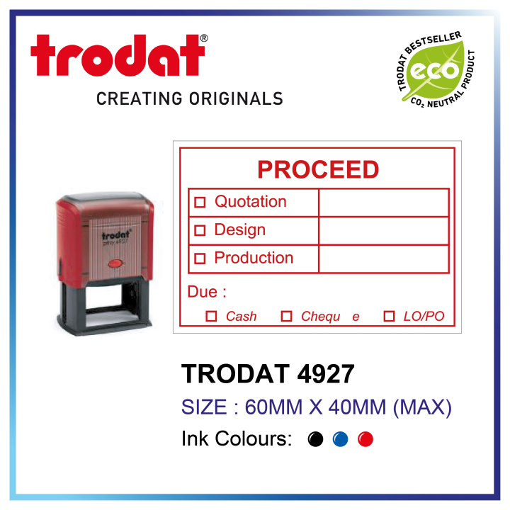 TRODAT 4927 RECTANGULAR SIZE 60MM X 40MM BIG SIZE STAMP CHOP