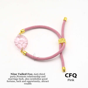 lucky charm Crystal Nine-Tailed Fox & adjustable string bracelet for kids & adult to bring good fortune (CFQ)