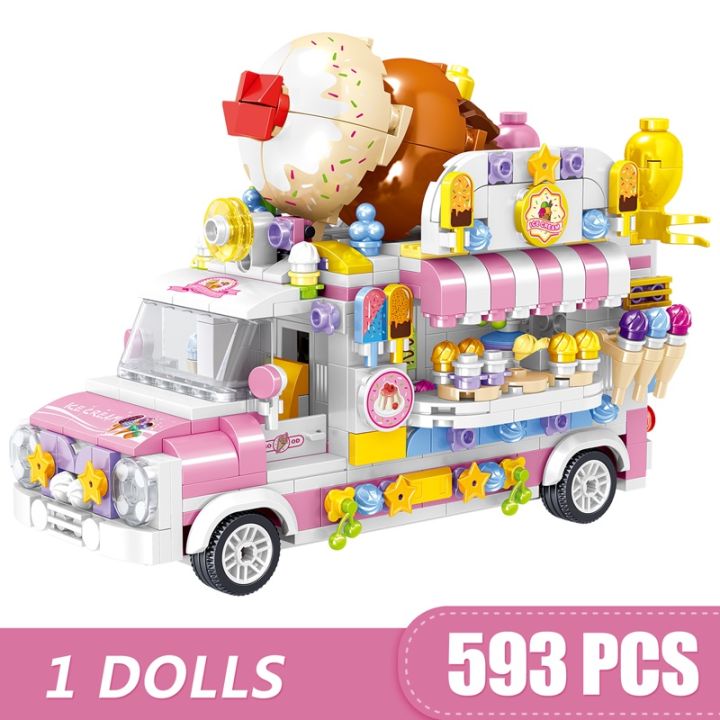 593PCS Small Building Blocks Lego Type Friends City Ice Cream Food