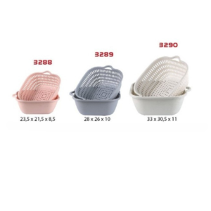Bộ Thau Rổ Vuông Bộ Rổ Nhựa VIỆT NHẬT 3288/89/90 Kèm Thau Đựng Rau Củ Quả  - TADAHOME