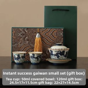xpkQ Horse Pattern Rock Mine Bai San Cai Bowl Cover Household Tea Cup Ceramic Retro Kung Fu Tea Ceremony 7P3H9