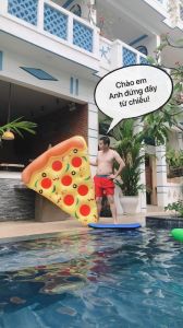 (TẶNG BƠM) Phao pizza nằm phao pool party phao đi biển