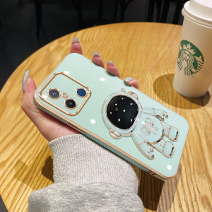 Casing Ponsel untuk Xiaomi Redmi 12C A1 S2 A2 Y2 Y2 S2 POCO C55 POCO F1 POCO C40 Case pelindung warna HP Flash pola astronot Plating casing ponsel silikon softcase Full wrap streamline kesing Phone Stands