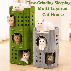 VALUEPULSE 2 ชั้น/3 ชั้น บ้านแมว ทั้งหมดในหนึ่งเดียว พร้อมรู บ้านปราสาทแมว แบบญี่ปุ่น ทรงกระบอก ที่นอนแมว บ้านสัตว์เลี้ยง