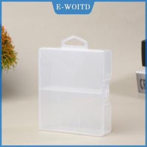 【E-WOITD】 กล่องเก็บแบตเตอรี่ใส1ชิ้นสำหรับแบตเตอรี่ AA อุปกรณ์จัดระเบียบพลาสติกพร้อมอุปกรณ์ฮาร์ดแวร์และที่กั้นแบบใสพร้อมช่องปิด