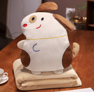 Bộ chăn mền văn phòng 3 trong 1 chó con happy haha tài dài