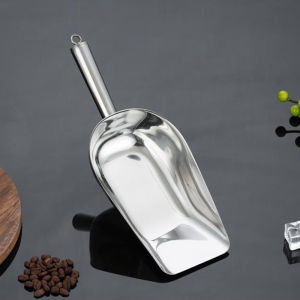 JustLiving 304 Stainless Steel Food Shovel Ice Cube Scoop Shovel Scoops Kitchen Utility Scoops Bar Ice Scooper for Ice Maker Freezer - Perfect for Flour/ Grains/ Tea Leaves/ Popcorn and More