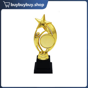 Plastic Trophy Awards 7X22cm Golden Trophies Five Stars Trophy For Celebrations Appreciation Gift