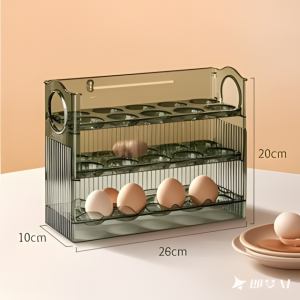 30 Grid Egg Tray Three Layer Egg Storage Box Organizer Rack Container Automatic Flip Transparent