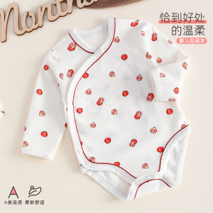Infant pure cotton romper a Long-sleeved spring and autumn triangle romper for boys and girls newborn baby Chinese-style romper