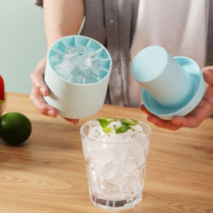 Portable Ice Cube Tray Press Ice Maker with Large Capacity Storage Bucket Ice Cube Mold for Freezer