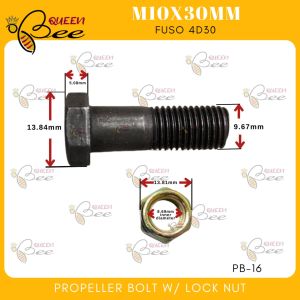 QUEEN BEE 10mmx30mm PROPELLER BOLT FOR FUSO WITH LOCKNUT Fuso 4D30 PB-16