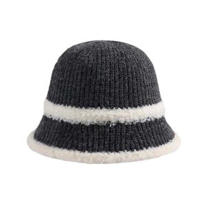 OMQAIO Temperament Knitted Bucket Hat Hollow Out Breathable Sunshade Basin Cap Fashion French Style Woven Fisherman Hat Outdoor