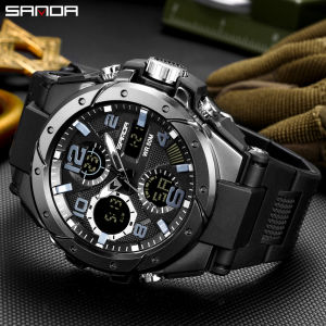 SANDA Mens Top Brand Fashion Sports Digital Quartz Watches Casual Men Military Waterproof Complete Calendar Luminous Chrono Watch