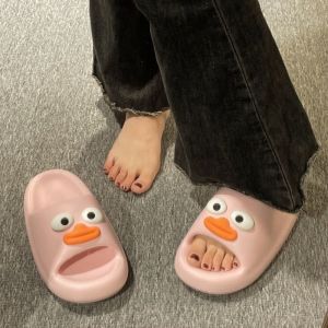 GET RID PAUSE34SE4 EVA Sausage Mouth Straight Drag Non-Slip Soft Bottom Couple Slippers  3D Cartoon Duck Women Slippers for Outdoor Family