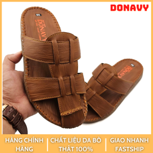 Dép Nam Da DONAVY Cao Cấp  Kiểu Quai Rọ Fashion May Full Handmade Từ Quai Xuống Đế D.RM
