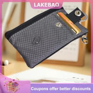 【LAKEBAO】 Người Giữ Huy Hiệu Với Cửa Sổ ID Ví Nhỏ Không Thấm Nước Chống Trộm Du Lịch Keychain Ví Người Đàn Ông Phụ Nữ Mỏng Zip Thẻ Dây Buộc Ví