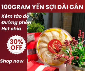 100gram Yến Sợi Dài Gân Đẹp Kèm Táo Đỏ Đường Phèn Hạt Chia