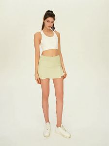 Lulu yoga Womens Anti-Exposure Sports Short Skirt Running Training Yoga Tennis Short Culottes