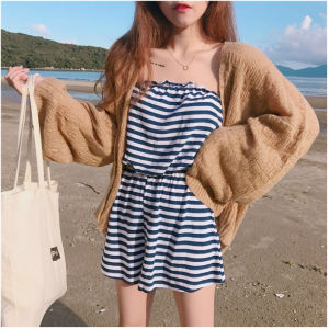 Women Knitted Sweater Cardigan Outerwear Casual Loose Long Sleeve Korean Style 韩版宽松薄夏日防晒衣短款外套长袖针织开衫披肩女