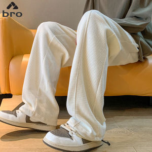 Celana Kulot Waffle Pinggang Karet Wide Leg Cullote celana panjang pria kaki lebar celana panjang polos pria celana Putih pria celana casual pria korea celana loose pants baggy pants celana gombrang pria celana longgar lurus pria