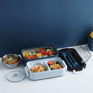 Lunch Box Set Kotak Bekal Makan Jerami 304 bahan kotak makan Anti Tumpah Free Sendok dan Garpu
