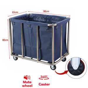 Laundry Trolley Housekeeping Trolley Conical Cleaning Cart Stainless Steel Large Capacity Hotel Thick Laundry Trolley