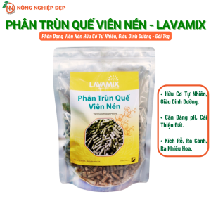 Phân Trùn Quế Viên Nén Lavamix - Gói 1kg Phân Dạng Viên Nén Hữu Cơ Giàu Dinh Dưỡng Cải Tạo Đất