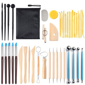 42pcs Pottery Tool Set Storage for Gundam Gunpla GK DIY Clay Sculpture Carving Model Making Clay Carving Knives Ball-Tipped Tools Dotting Pens Polymer Clay Tool