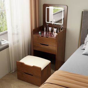 Small Apartment Dresser Small Bedroom Integrated Bedside Storage Cabinet Mini Makeup Table Chest of Drawers Dresser HDB Dressing Table With Drawer Square Shape Mirror