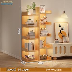 [SG Seller]Nordic display shelf Wooden Shelves Simple Display Rack Floor-standing Storage Rack  Multipurpose Book Shelf