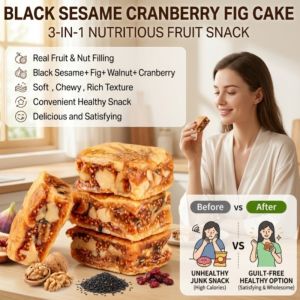 Fresh Fig Pie Healthy Bakery Snack Natural Ingredients Black Sesame Cranberry Flavor High Fiber Perfect Dessert or Snack
